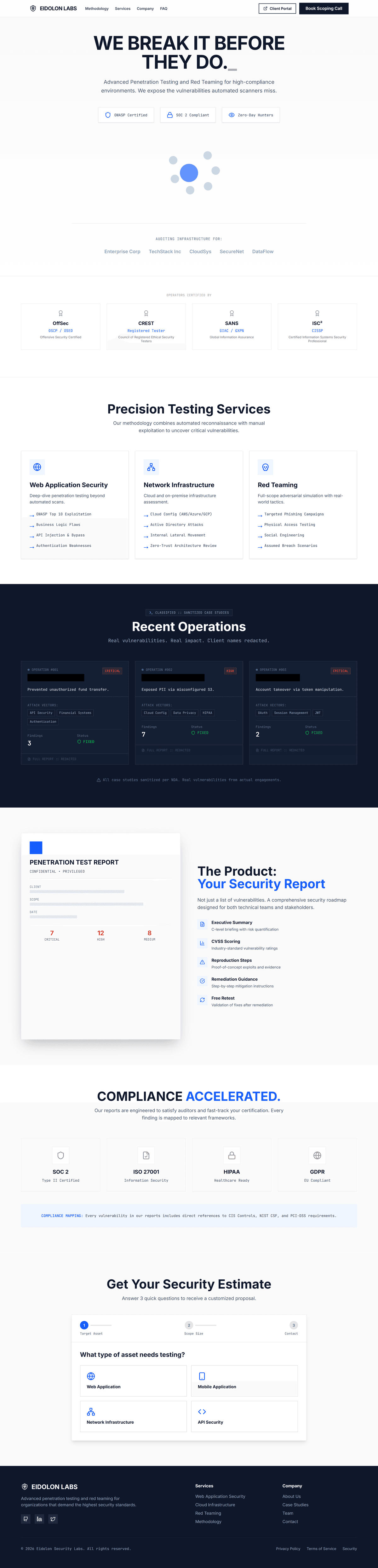 Eidolon Labs full page screenshot